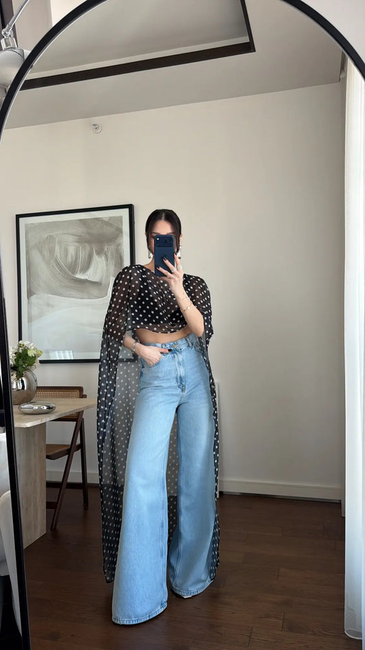 Polka Dot Sheer Cape Top