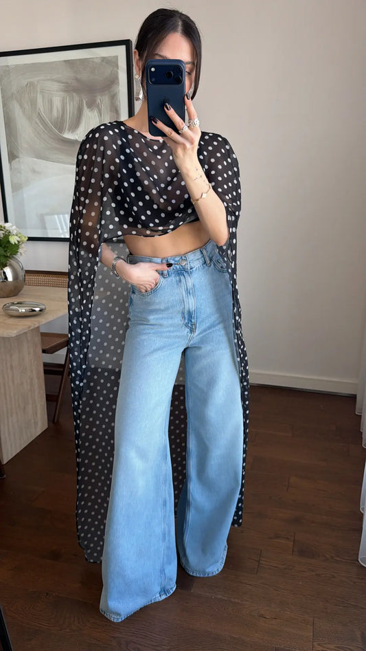 Polka Dot Sheer Cape Top