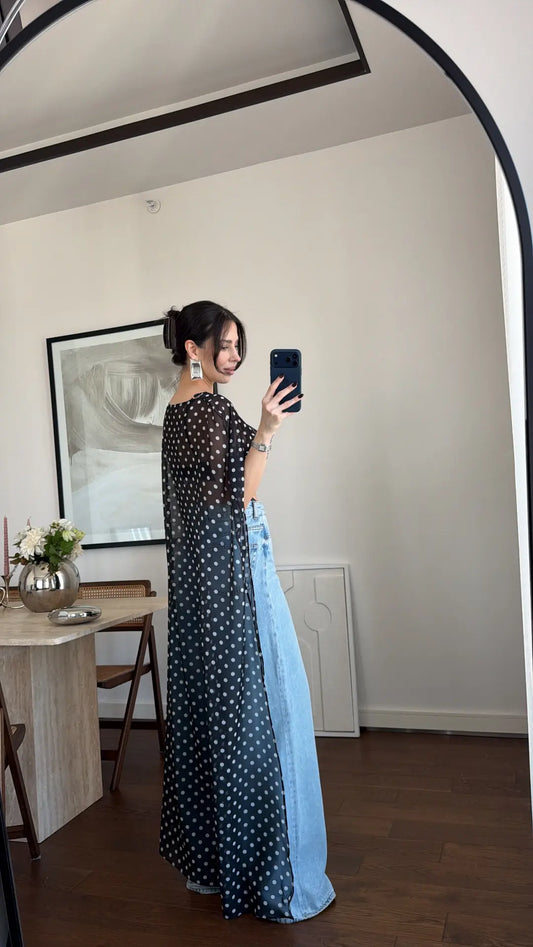 Polka Dot Sheer Cape Top