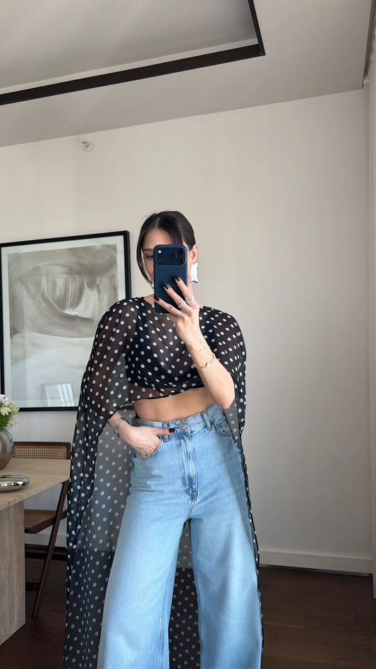 Polka Dot Sheer Cape Top