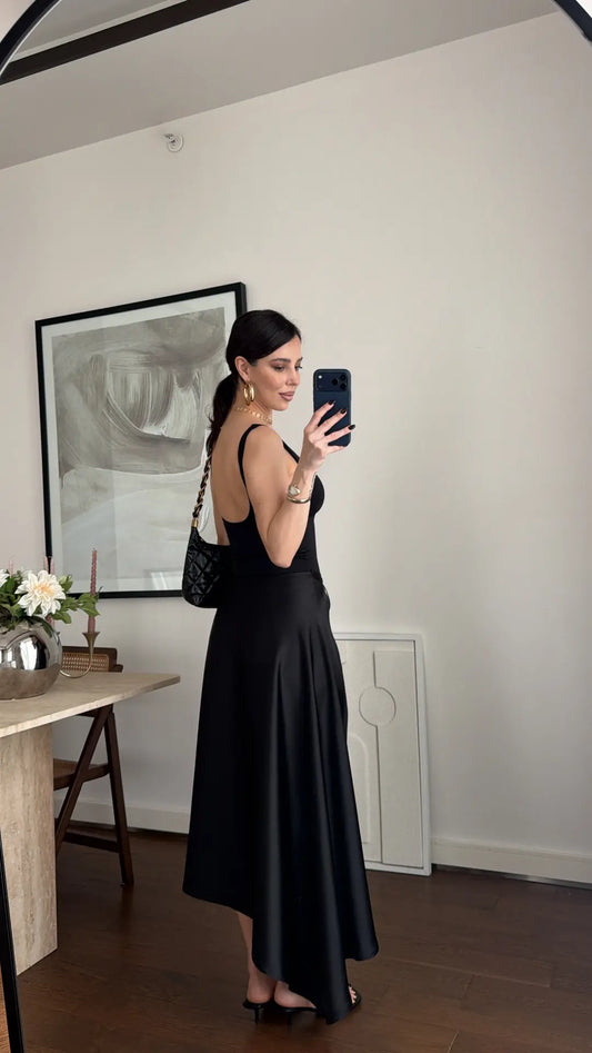SATIN SKIRT WITH TIE-DETAIL