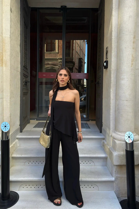 ASYMMETRIC CUT DAMSON SCARF SET ARVERNA