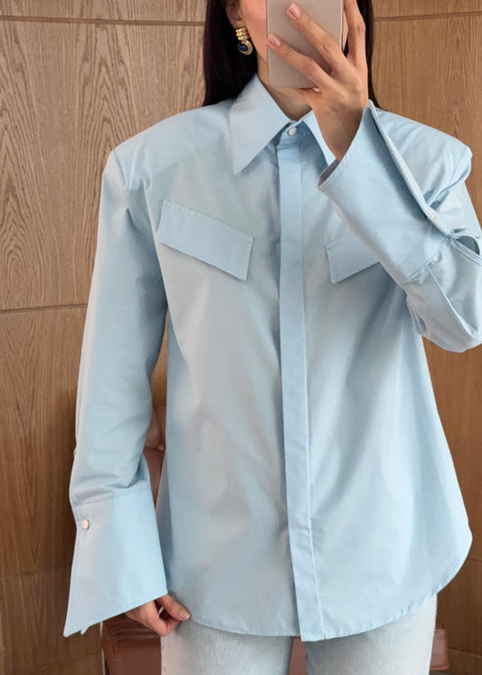 BUTTON-UP WITH PADDED SHOULDER SHIRT
