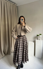 PLAID PATTERNED MIDI SKIRT
