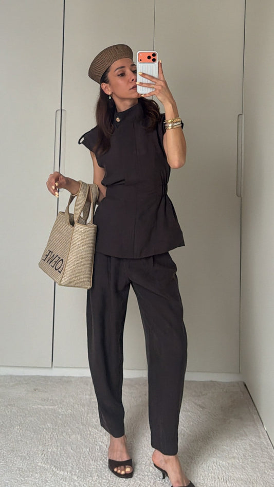 LOREN DARK MOCHA TENCELIUM SET WITH EPAULETS