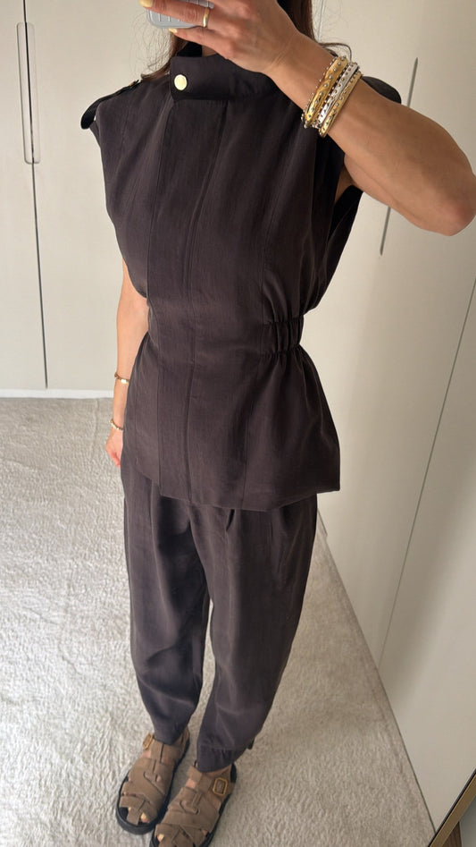 LOREN DARK MOCHA TENCELIUM SET WITH EPAULETS