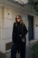 STAND-UP COLLAR BELTED KNITWEAR SET