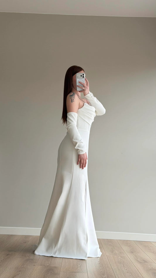 Lina's Embellished Evening in White Dress
