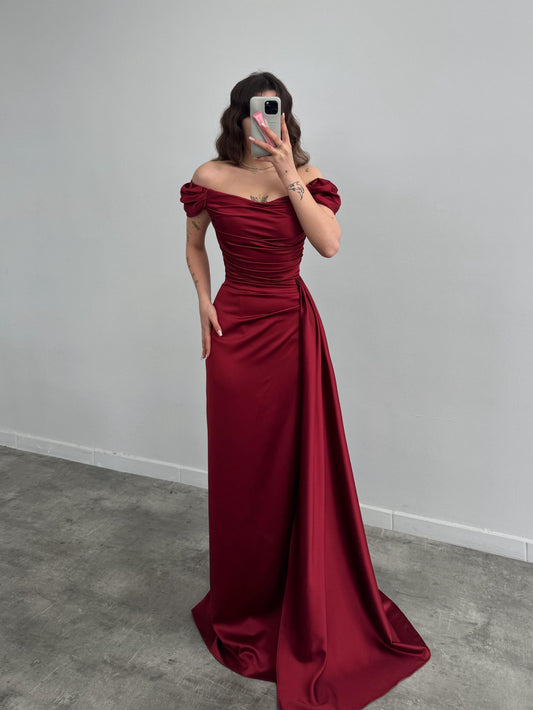 Musa Slit Detail Balloon Sleeve Evening Dress