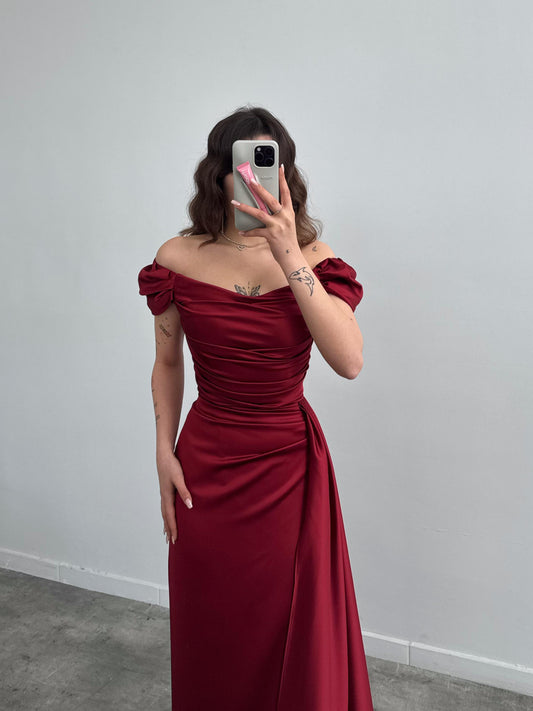 Musa Slit Detail Balloon Sleeve Evening Dress ARVERNA