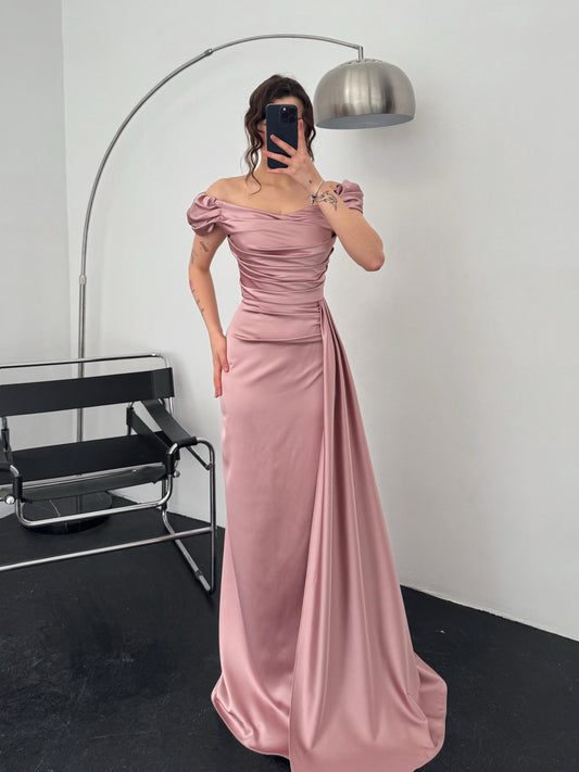 Musa Slit Detail Balloon Sleeve Evening Dress ARVERNA