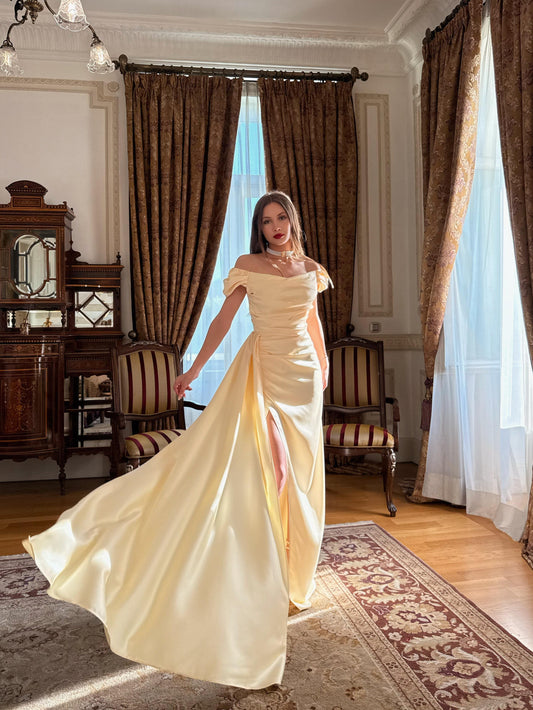 Musa Slit Detail Balloon Sleeve Evening Dress ARVERNA