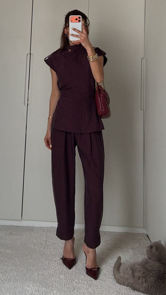 LOREN DEEP BURGUNDY TENCELIUM SET WITH EPAULETS