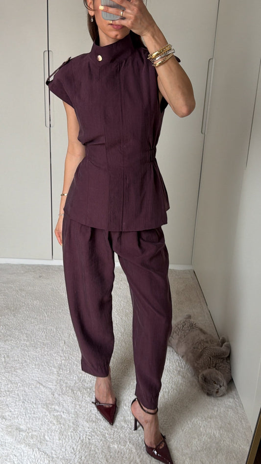 LOREN DEEP BURGUNDY TENCELIUM SET WITH EPAULETS