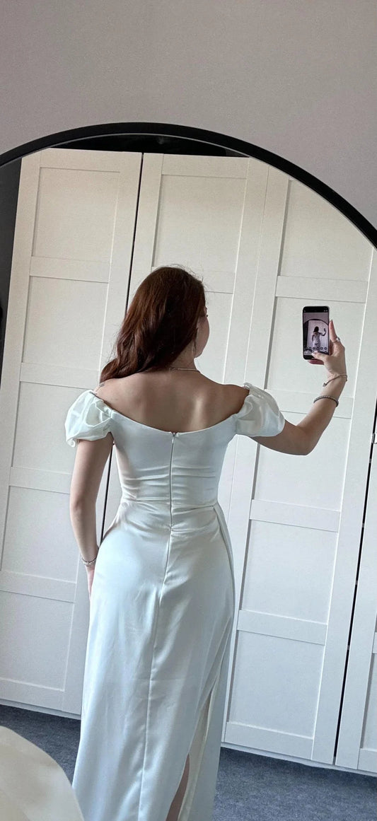 Musa Slit Detail Balloon Sleeve Evening Dress ARVERNA