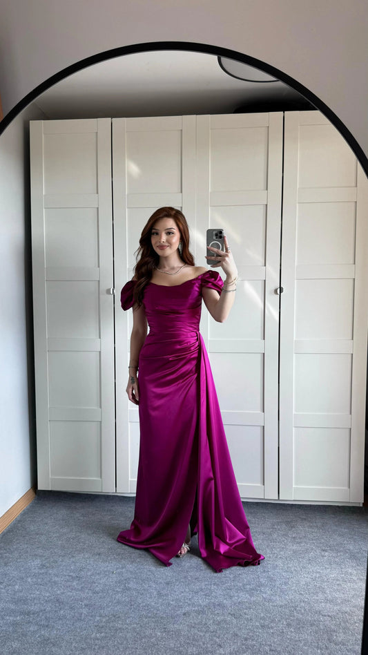 Musa Slit Detail Balloon Sleeve Evening Dress ARVERNA