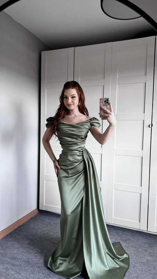 Musa Slit Detail Balloon Sleeve Evening Dress ARVERNA