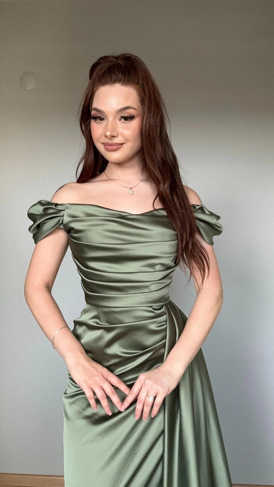 Musa Slit Detail Balloon Sleeve Evening Dress ARVERNA