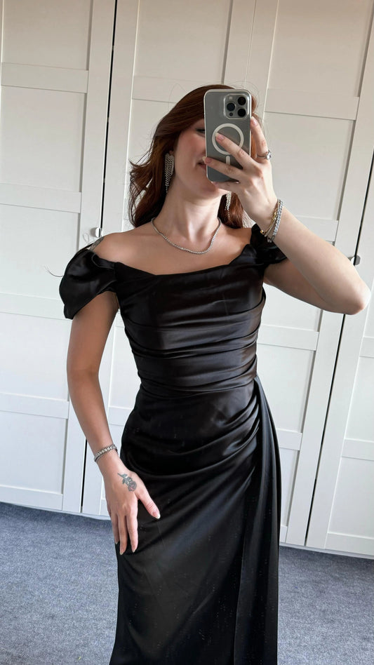 Musa Slit Detail Balloon Sleeve Evening Dress ARVERNA