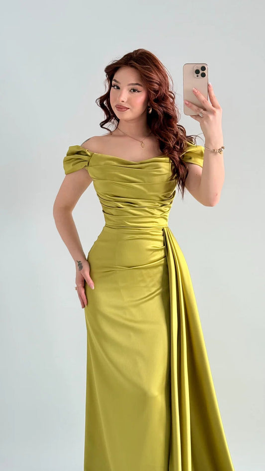 Musa Slit Detail Balloon Sleeve Evening Dress ARVERNA