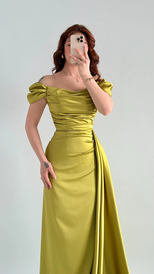 Musa Slit Detail Balloon Sleeve Evening Dress ARVERNA