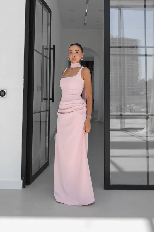 Pink Piran Long with Back Buckle and Scarf Dress