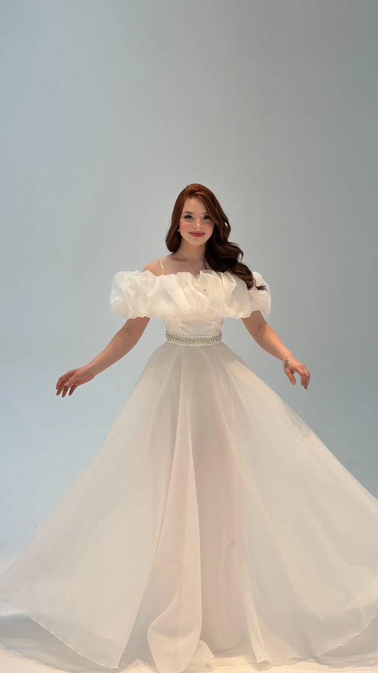 Peri White Vibe Evening Dress