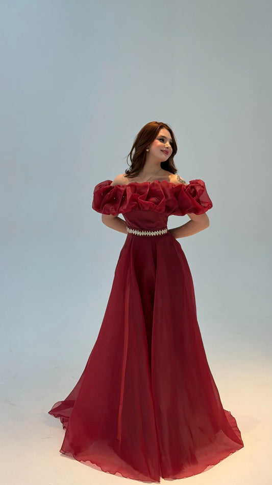 Peri Burgundy Vibe Evening Dress