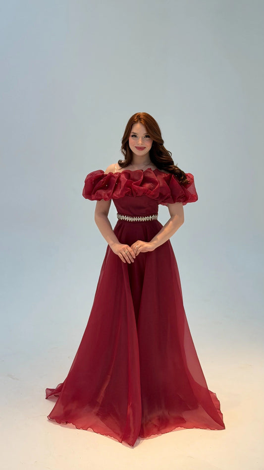 Peri Burgundy Vibe Evening Dress