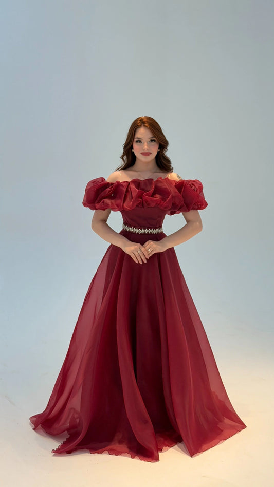 Peri Burgundy Vibe Evening Dress