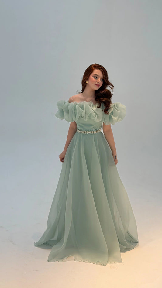 Peri Mint Green Vibe Evening Dress