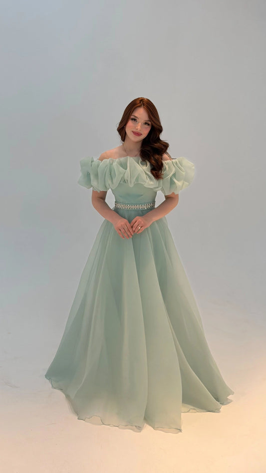 Peri Mint Green Vibe Evening Dress