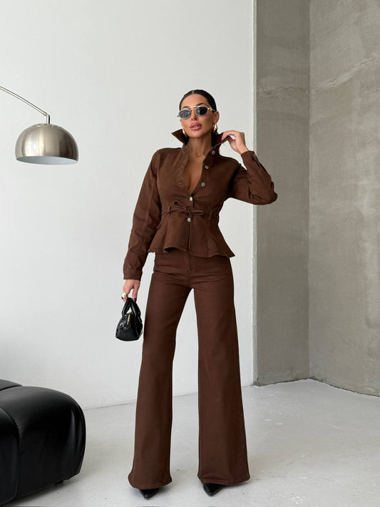 Brown Denim Suit