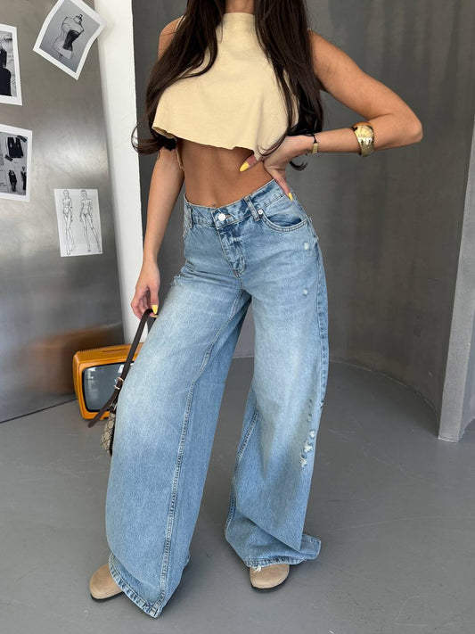 WIDE LEG BAGGY DENIM JEANS