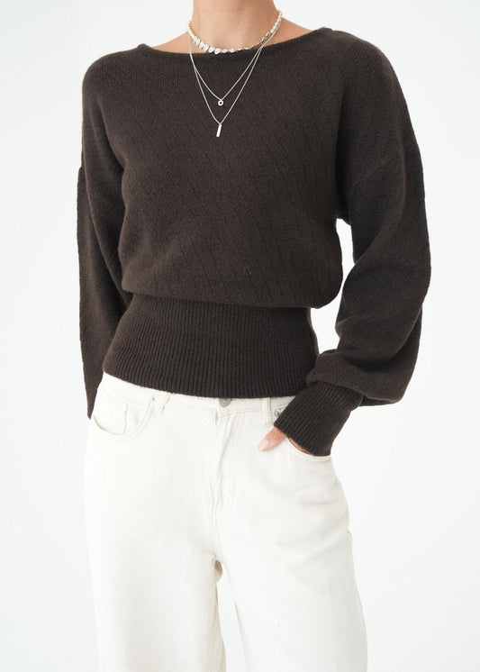 Sculpted Waist Knit Sweater