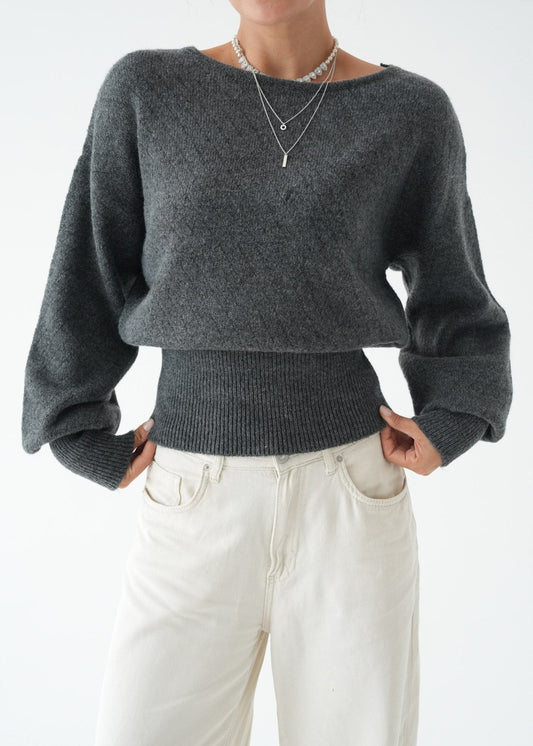 Sculpted Waist Knit Sweater