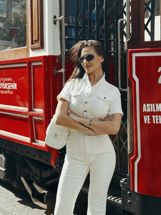 White Crush Denim Jumpsuit
