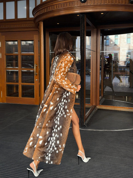 Deer Print Tailored Long Coat
