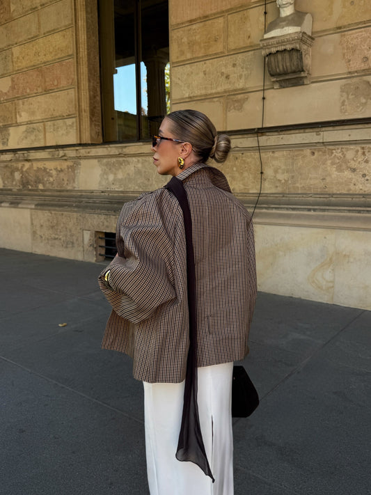 Parisian Houndstooth Belted Jacket