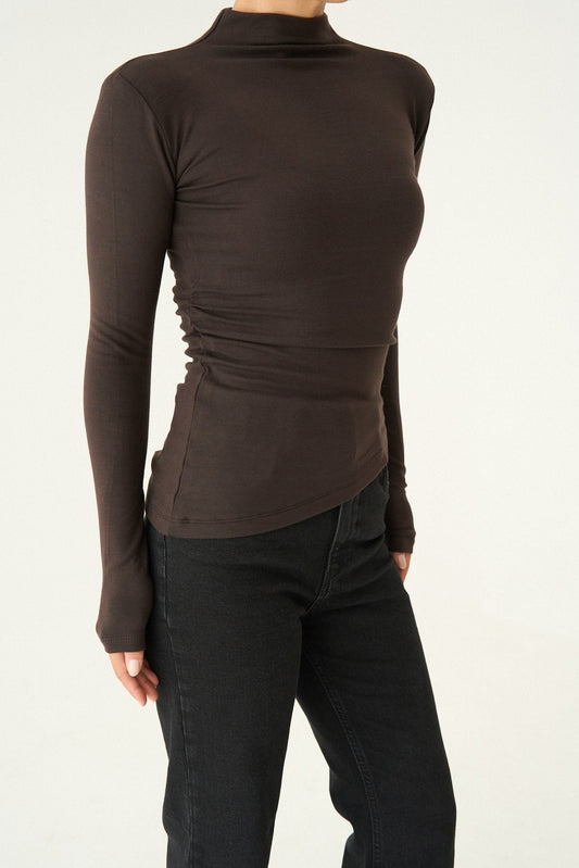 Deep Plum Fitted Long Sleeve Blouse