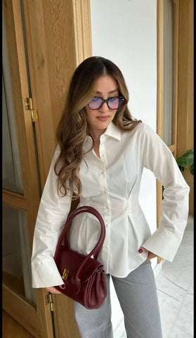White Narrow Waist Shirt