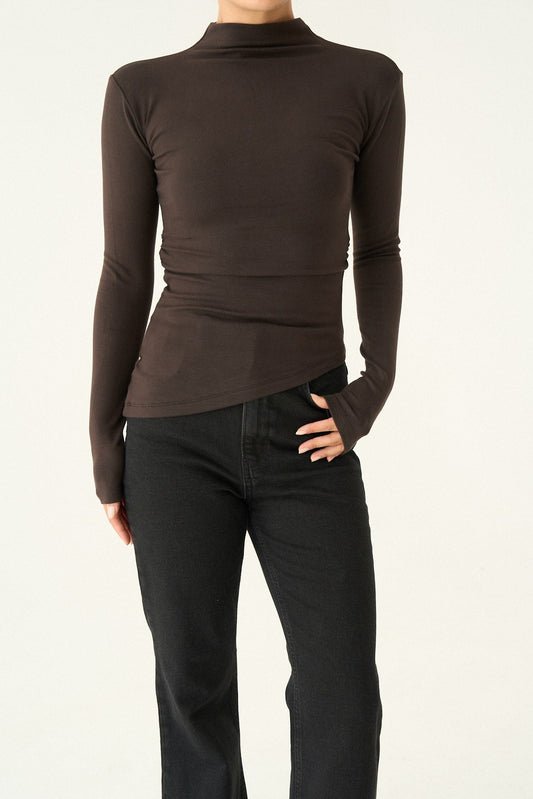 Deep Plum Fitted Long Sleeve Blouse