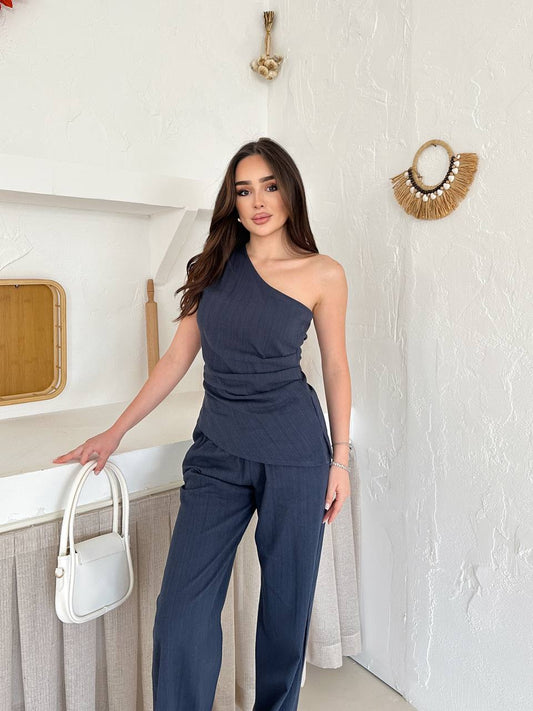 Fuji Single Arm Linen Textured Suit ARVERNA