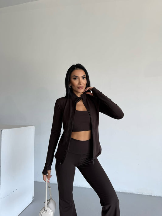 Brown Cotton Three-Piece Suit