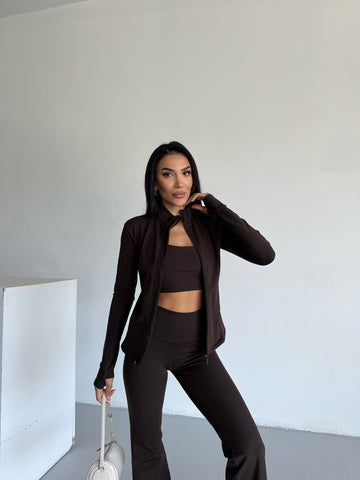 Brown Cotton Three-Piece Suit