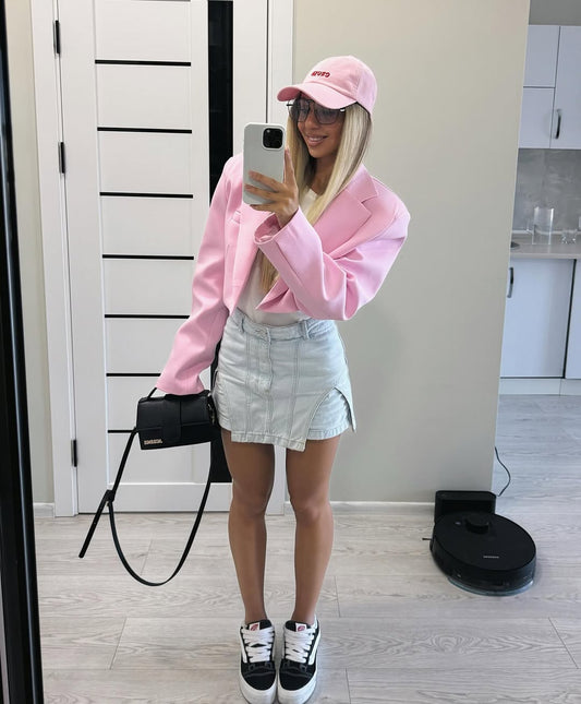 Stylish Cropped With Massive Shoulders Jacket