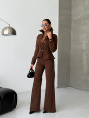 Brown Denim Suit