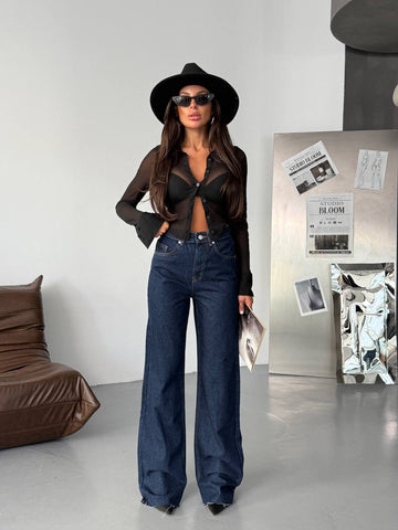 Dark Blue Flared Leg Flare Jeans