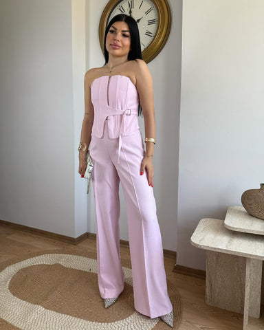 EKRU PALAZZO WITH COVER POCKET SUIT