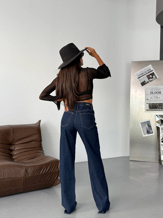 Dark Blue Flared Leg Flare Jeans ARVERNA